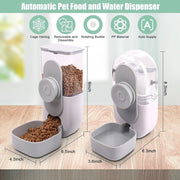 Hanging Gravity-Feed Automatic Pet Food and Water Dispenser for Cages
