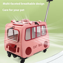 Pet Trolley Luggage Portable Foldable Can Hold Two Cats