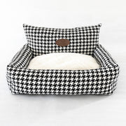 Houndstooth Fabric Cat Sofa Bed with Removable Washable Litter