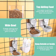 Hanging Gravity-Feed Automatic Pet Food and Water Dispenser for Cages