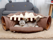 Interactive Cat Play Tunnel with Collapsible Design and Sleeping Mat
