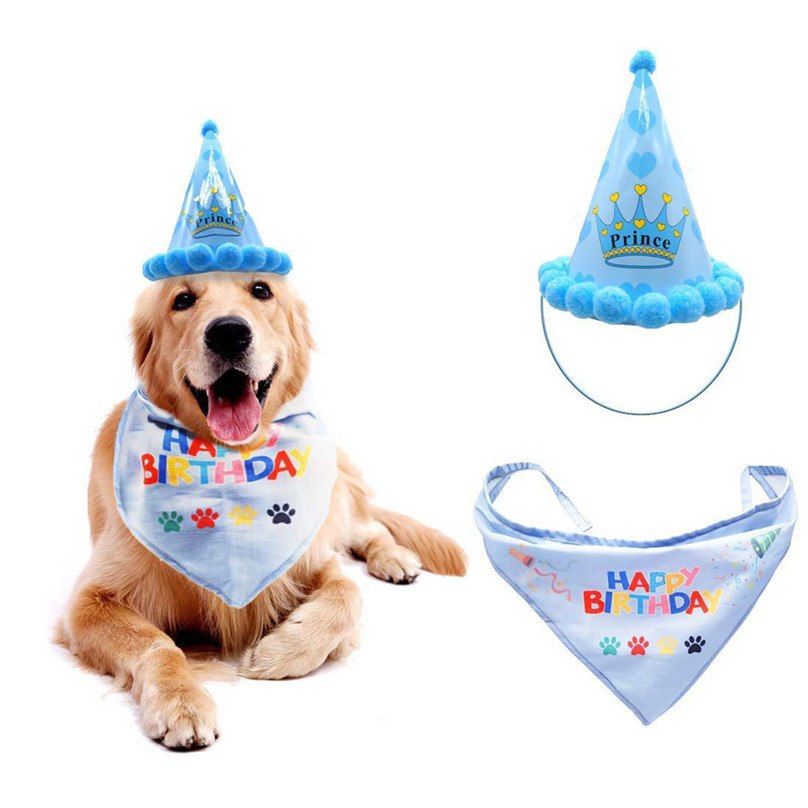 Birthday party Costume for Cat Dogs - Cap Tie Party Pets Accessories